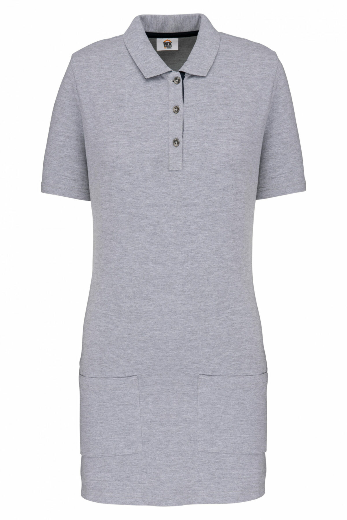 polo long manches courtes femme gris oxford