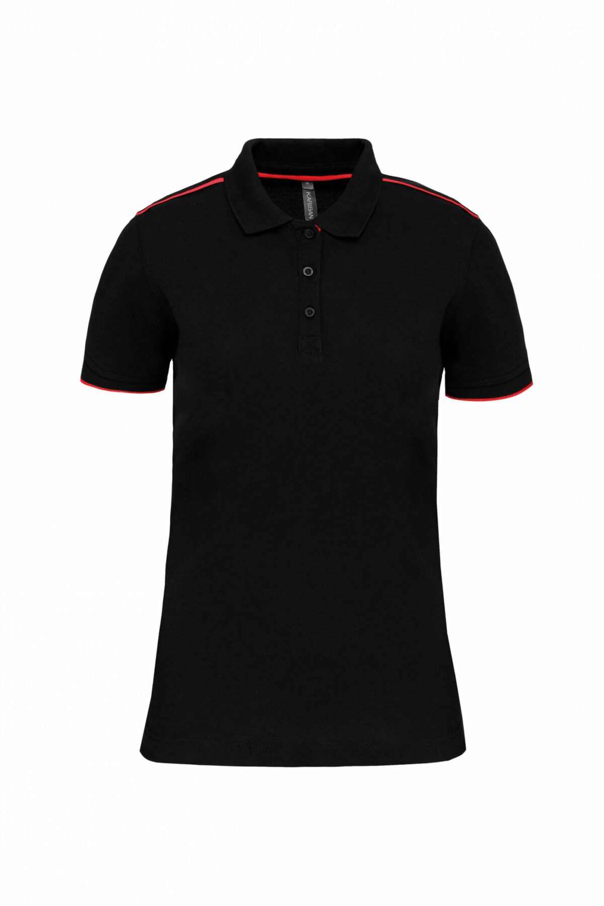 polo manches courtes femme noir et rouge