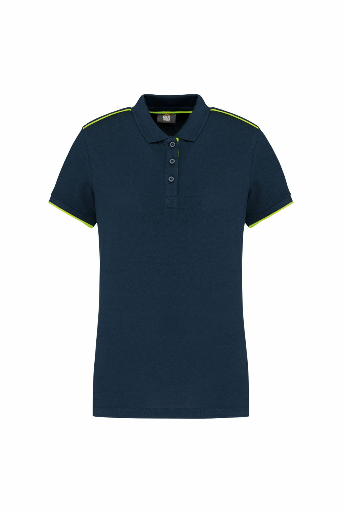 polo manches courtes femme jaune et bleu